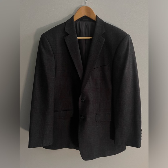 Calvin Klein Gray Extreme Slim Fit Wool Plaid Sport Jacket Blazer - Picture 10 of 11